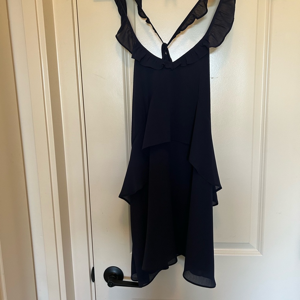 Lulu's Black Asymmetrical Ruffle Dress